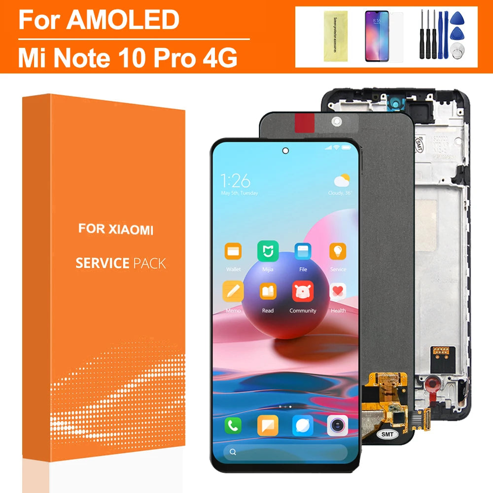 6.67" AMOLED For Xiaomi Redmi Note 10 Pro LCD Display, with Frame Touch Panel For Redmi Note10Pro 4G M2101K6G Screen Replacement