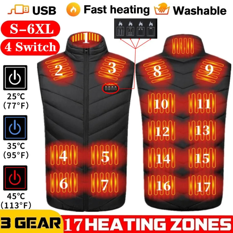 9 Areas Electric Heated Vest For Men USB Infrared Self Heating Vest Men Thermal Jacket Tactical Bodywarmer Veste Chauffante