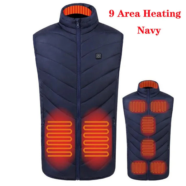 9 Areas Electric Heated Vest For Men USB Infrared Self Heating Vest Men Thermal Jacket Tactical Bodywarmer Veste Chauffante