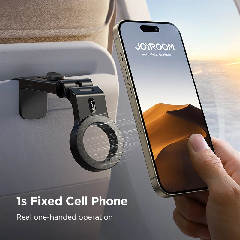 Joyroom Magnetic Airplane Phone Holder Travel Essentials Flexible Rotation Hands-Free Airplane Phone Mount for iPhone 15 14 13