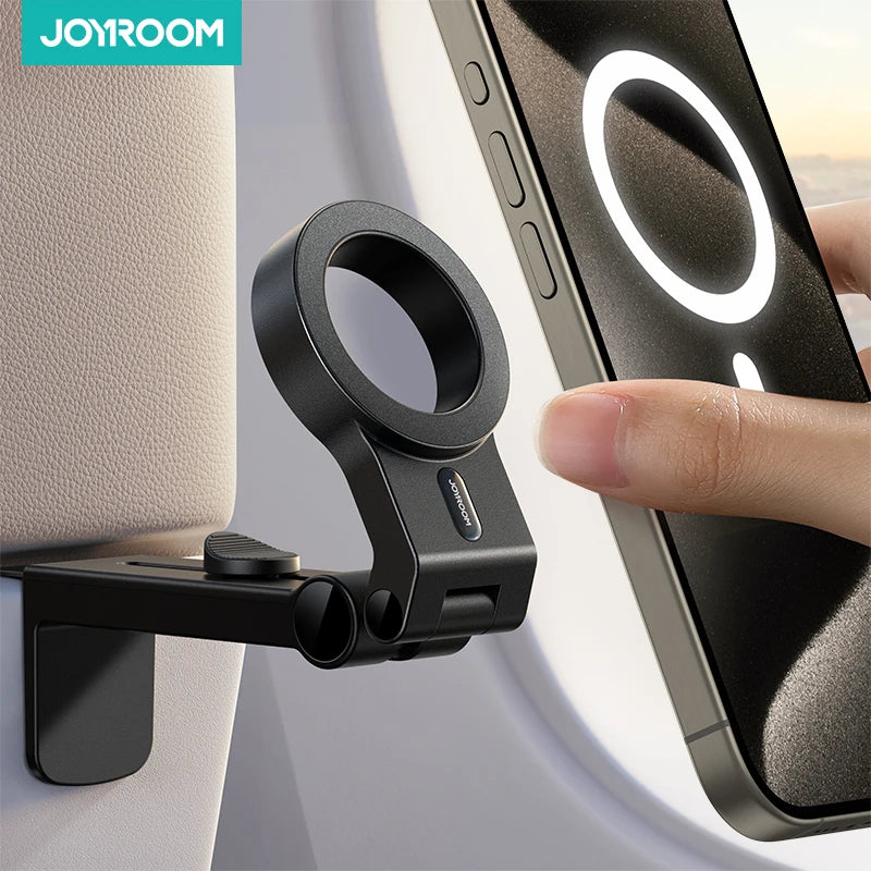 Joyroom Magnetic Airplane Phone Holder Travel Essentials Flexible Rotation Hands-Free Airplane Phone Mount for iPhone 15 14 13