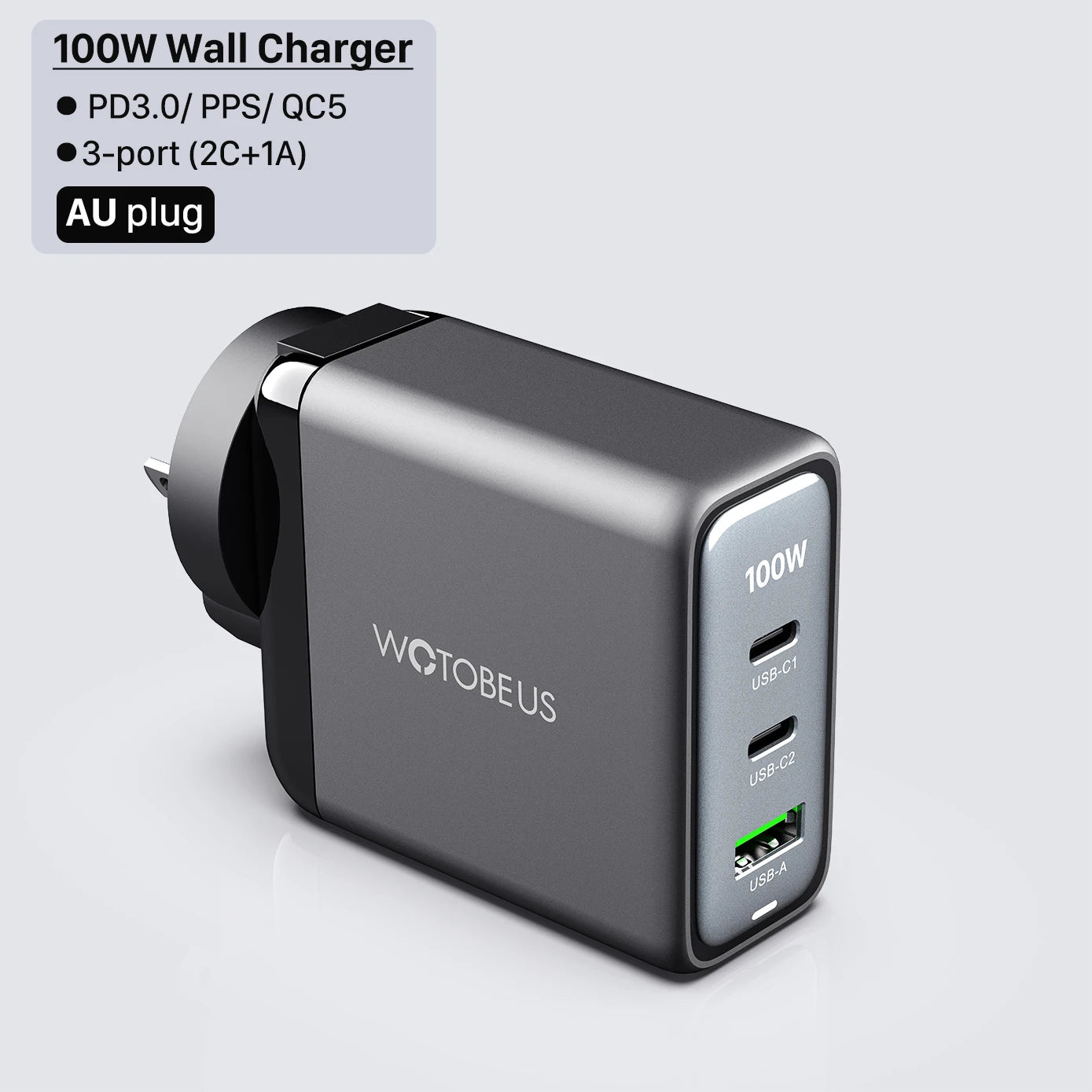 WOTOBEUS 100W GaN 3 Pro Wall Charger Quick Charge 5/4/3.0 USB C PD Fast Charger for MateBook Type-C Laptop iPhone14 13 12 mi13