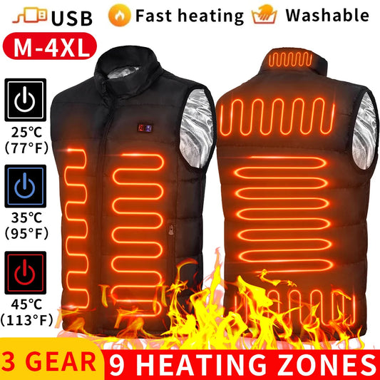 9 Areas Electric Heated Vest For Men USB Infrared Self Heating Vest Men Thermal Jacket Tactical Bodywarmer Veste Chauffante