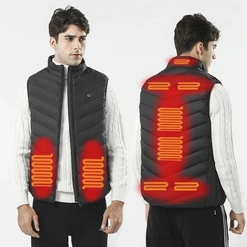 9 Areas Electric Heated Vest For Men USB Infrared Self Heating Vest Men Thermal Jacket Tactical Bodywarmer Veste Chauffante