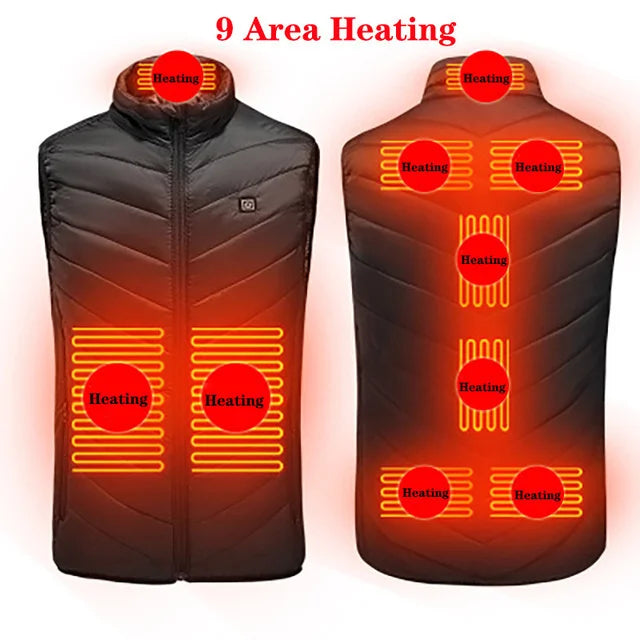 9 Areas Electric Heated Vest For Men USB Infrared Self Heating Vest Men Thermal Jacket Tactical Bodywarmer Veste Chauffante