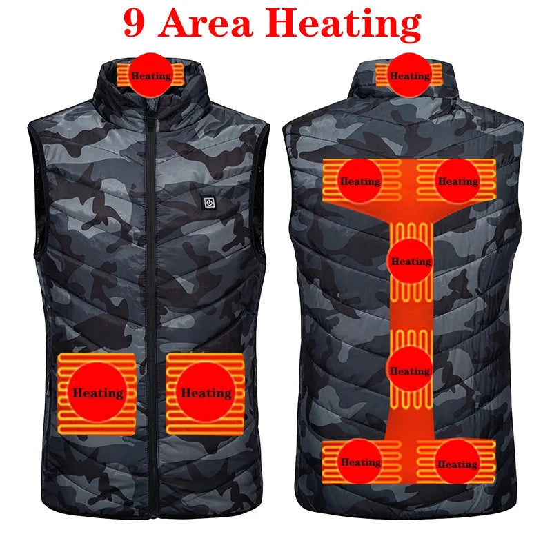 9 Areas Electric Heated Vest For Men USB Infrared Self Heating Vest Men Thermal Jacket Tactical Bodywarmer Veste Chauffante